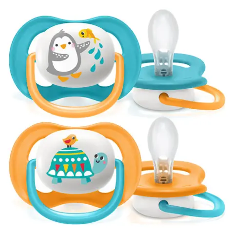 Фото Пустышка Philips Avent Ultra Air Happy Пингвин и черепаха 2шт. 6-18мес. SCF080/07