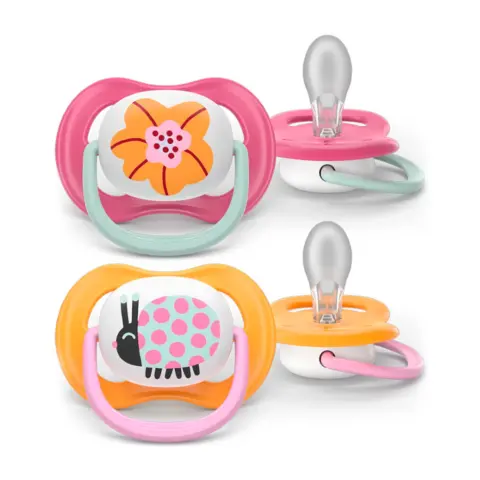 Фото Пустышка Philips Avent Ultra Air Happy Цветочек Божья коровка SCF080/27 6-18мес 2 шт