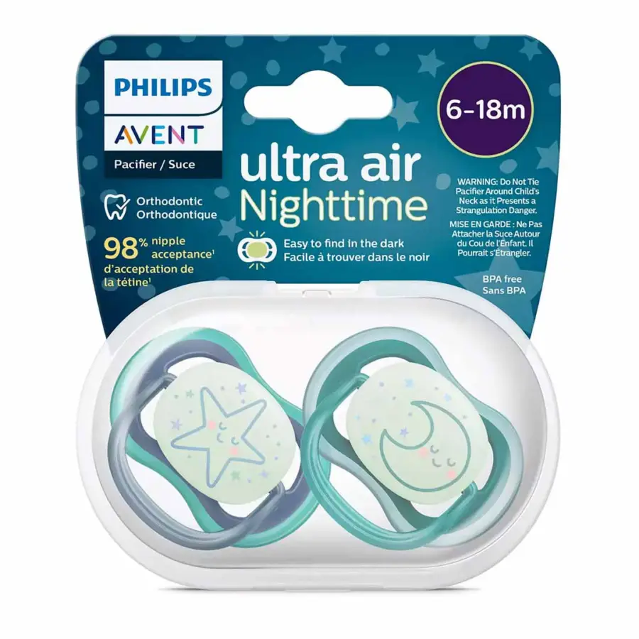 Пустышка Philips Avent Ultra air nighttime луна звезда 6-18 мес 2 шт — 2