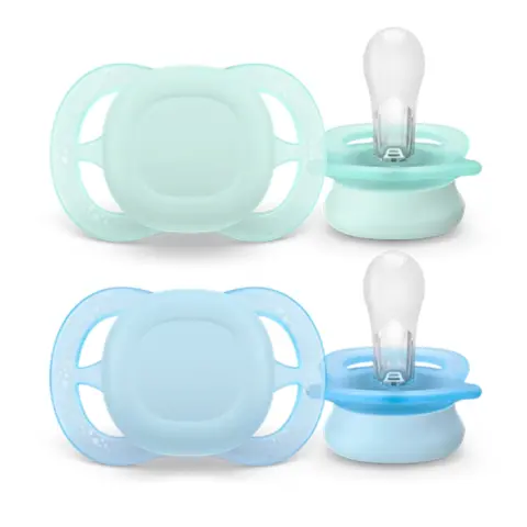 Фото Пустышка Philips Avent Ultrastart Однотонные Ментоловый, Голубой 0-2 мес 2 шт