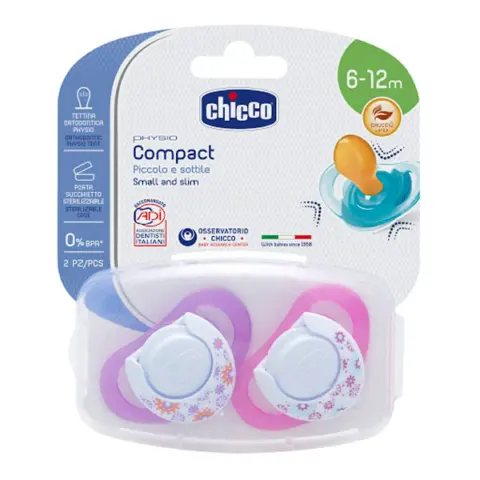 Фото Пустышка сил. Chicco Physio Comfort 6-12 мес для девочек 2 шт