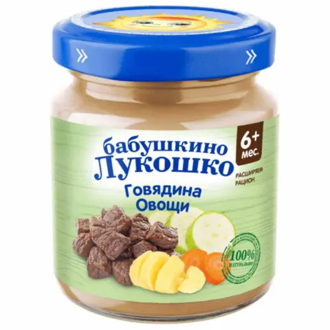 Фото Пюре Бабушкино лукошко говядина-овощи 100г 6+ мес