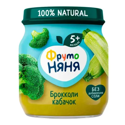 Фото Пюре ФрутоНяня из капусты, брокколи, кабачков 5+ мес 110 гр