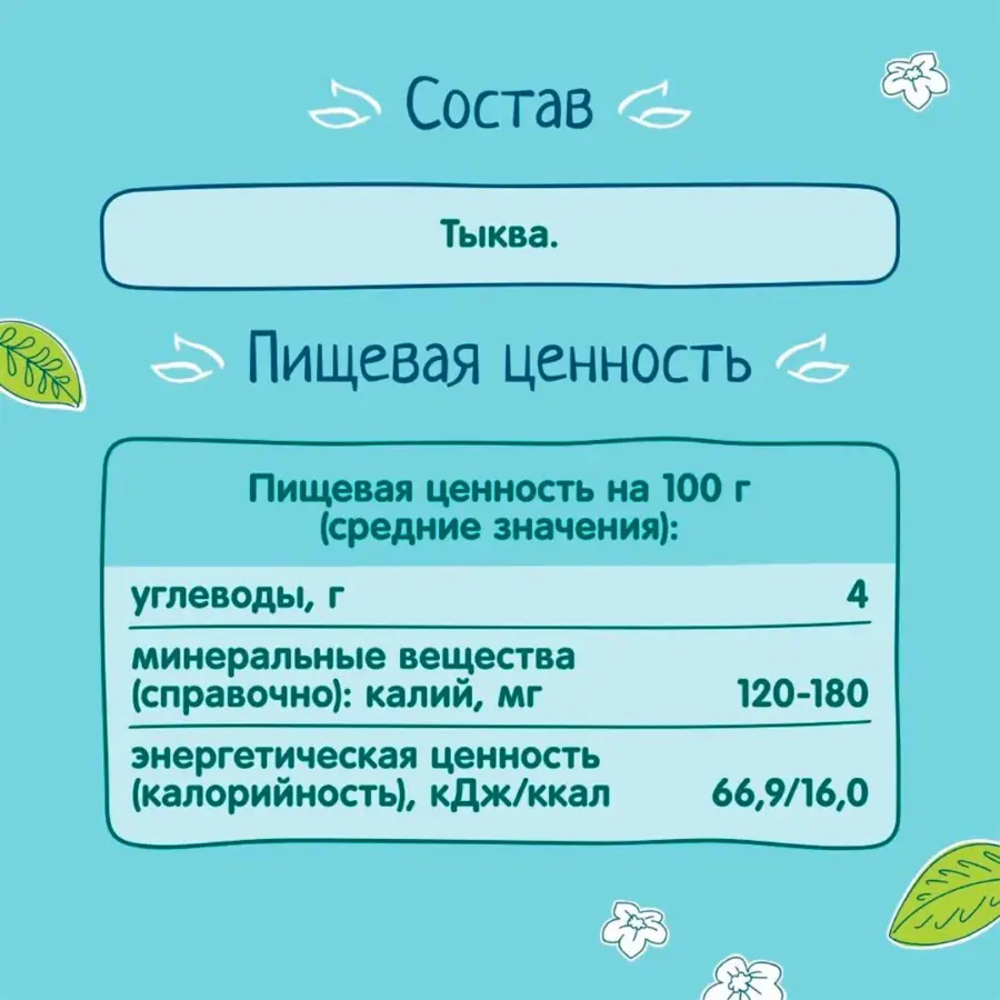 Пюре ФрутоНяня тыква 80г 5+ мес — 3