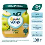 Пюре ФрутоНяня яблоко 100 гр 4+ мес. — 2
