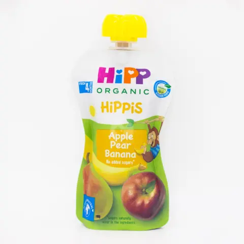 Фото Пюре Hipp Груша, банан, яблоко 100 гр. пауч 4+ мес.