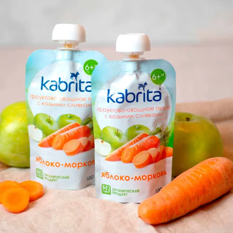 Пюре Kabrita с козьими сливками яблоко-морковь 100 гр 6+ мес — 3