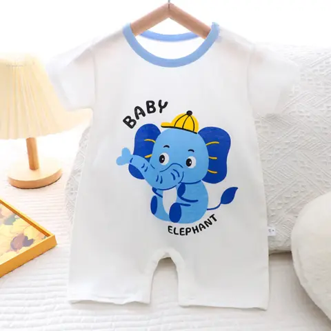 Фото Ромпер Kiss bee Baby elephant Слон в кепке Белый