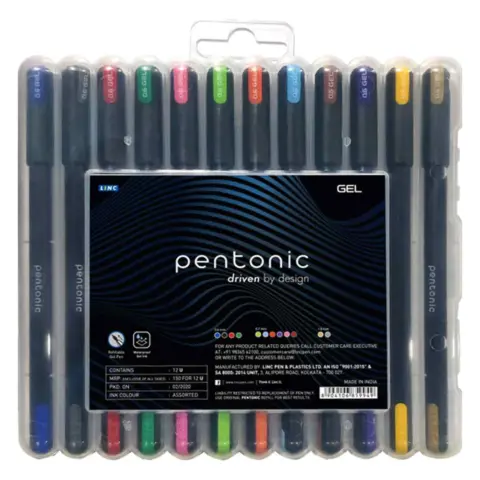Фото Ручка гелевая Pentonic Gel 0.6-1.0мм 12 цв. (ассорт) Linc в блистере