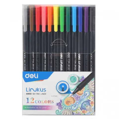Фото Ручка-лайнер FINE LINER наборе 12 цветов 90012 Deli