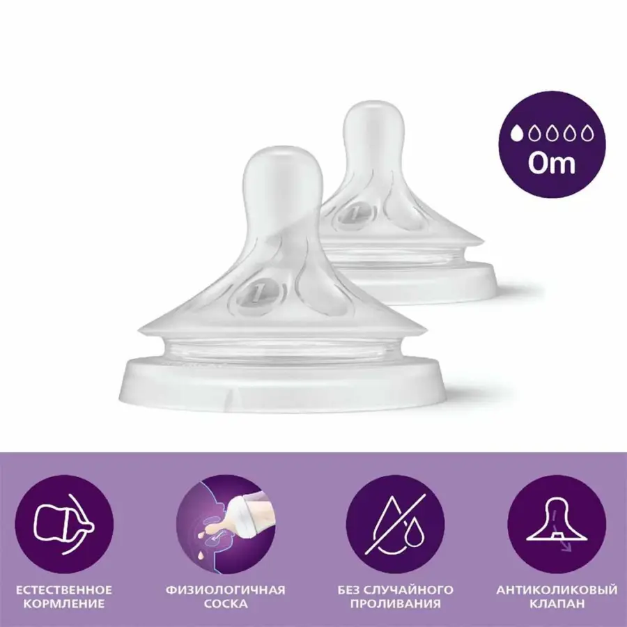 Соска Philips Avent Natural Response 2шт. 0 мес. SCY961/02 медленный поток — 5