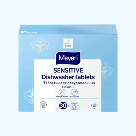 Фото Таблетки Mayeri Sensitive для посудомоечных машин 30 шт