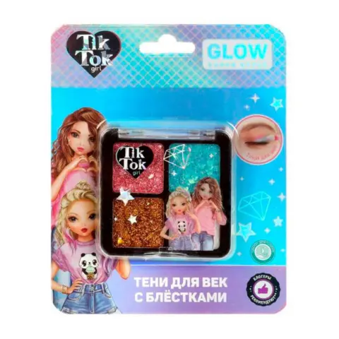 Фото Тени для век с блестками 4 цвета Tik Tok Girl