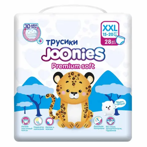 Фото Трусики-подгузники Joonies Premium soft XXL (15-20 кг) 28 шт