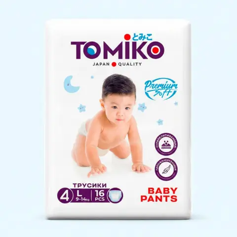 Фото Трусики-подгузники Tomiko Premium 4 L (9-14 кг) 16 шт