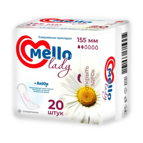Фото Ультратонкие ежедневные прокладки Mello lady 155 мм 20 шт