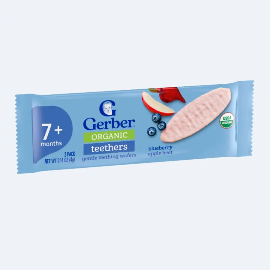 Вафли Gerber для мягкого прорезывания черника яблоко и свекла 7+ мес 48 гр — 2