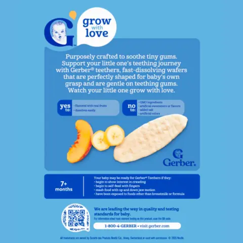 Фото Вафли Gerber Teethers для мягкого прорезывания банан персик 7+ мес 48 гр