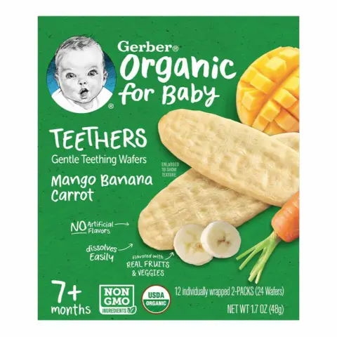 Фото Вафли Gerber Teethers для мягкого прорезывания манго банан морковь 7+ мес 48 гр