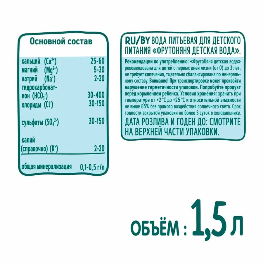 Вода ФрутоНяня 1500мл 0+ мес — 2