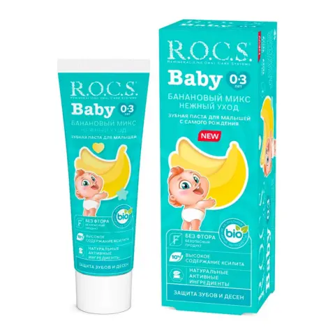 Фото Зубная паста R.O.C.S Baby Банановый микс 0-3 лет