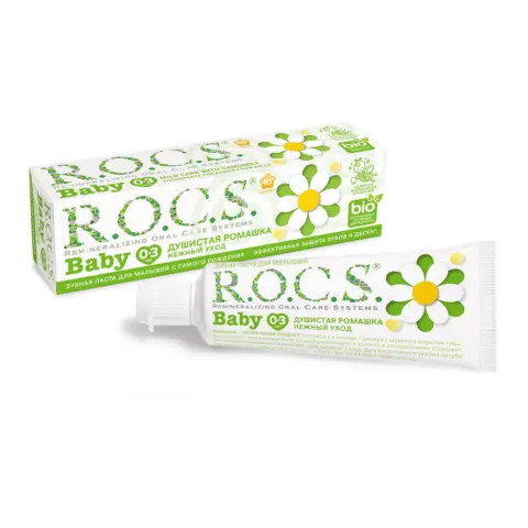 Фото Зубная паста R.O.C.S. Baby Нежный уход Душистая ромашка 0-3 года 45 гр
