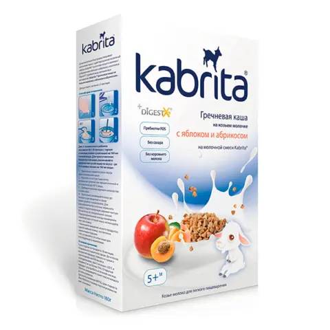 Фото Гречневая каша Kabrita на козьем молоке с яблоком и абрикосом 180 гр. 5+ мес.