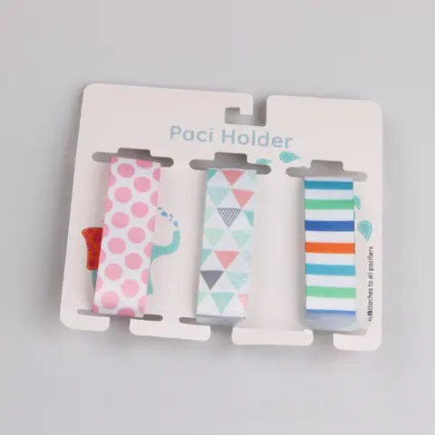 Фото Комплект держателей на прищепке Paci Holder Полоска, горошек, Треугольник 3 шт