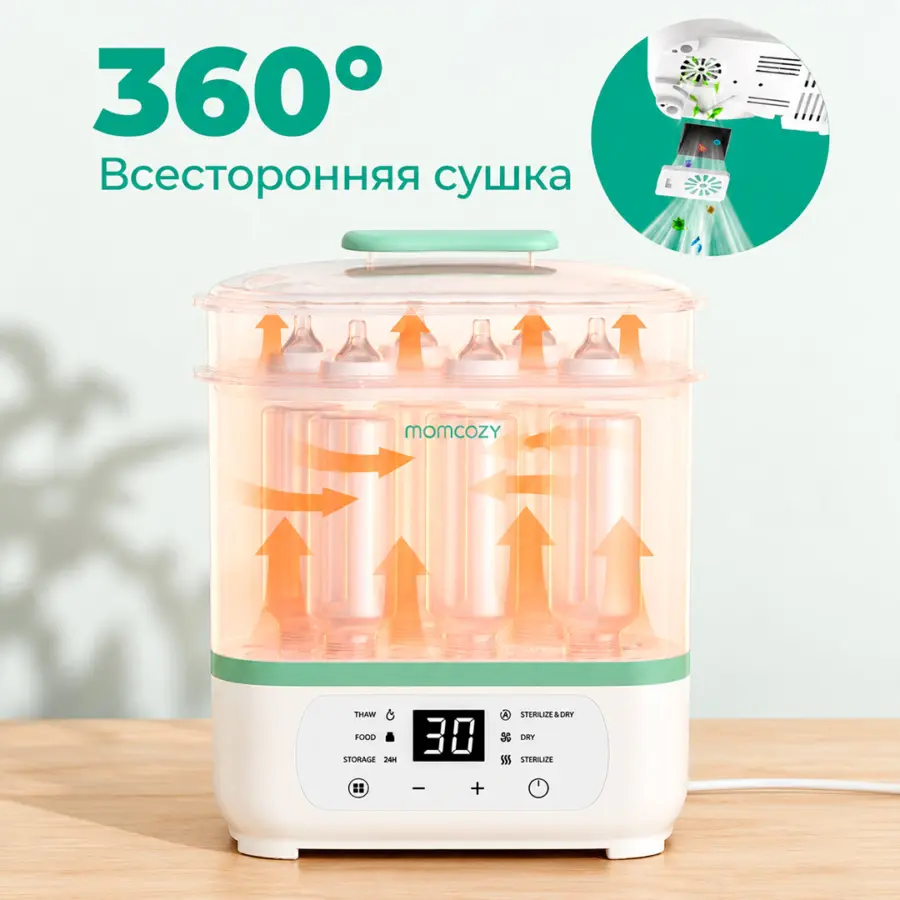 мамко электрическ паров стерилизат детск бутылоч 8 в 1 bs02 бел momco — 6