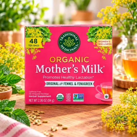 Фото Чай для лактации Mother's Milk, органический с фенхелем и пажитником, без кофеина, 48 пакетиков