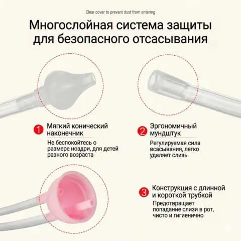 Фото Назальный аспиратор XUNYI с мягким наконечником с пинцетом Голубой