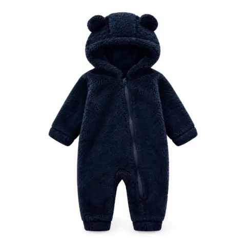 Фото Плюшевый комбинезон Baby series однотонный с ушками Синий