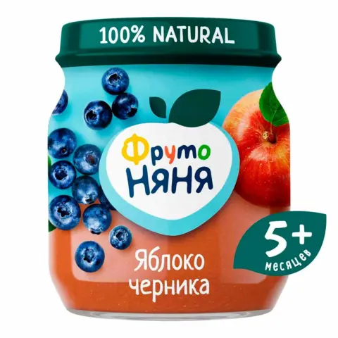 Фото Пюре ФрутоНяня яблоко и черника 100 гр с 5+ мес