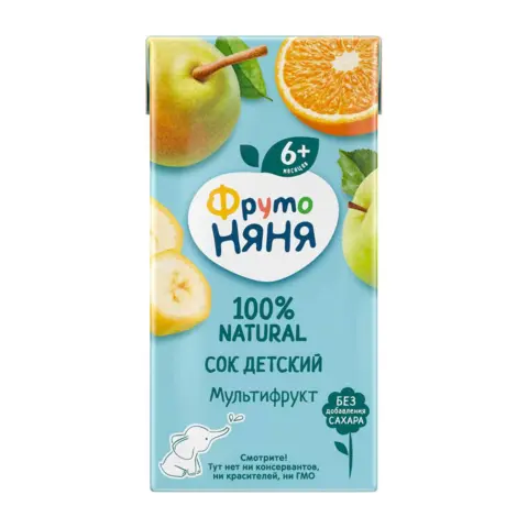Фото Сок ФрутоНяня мультифруктовый 200 мл 6+ месяцев