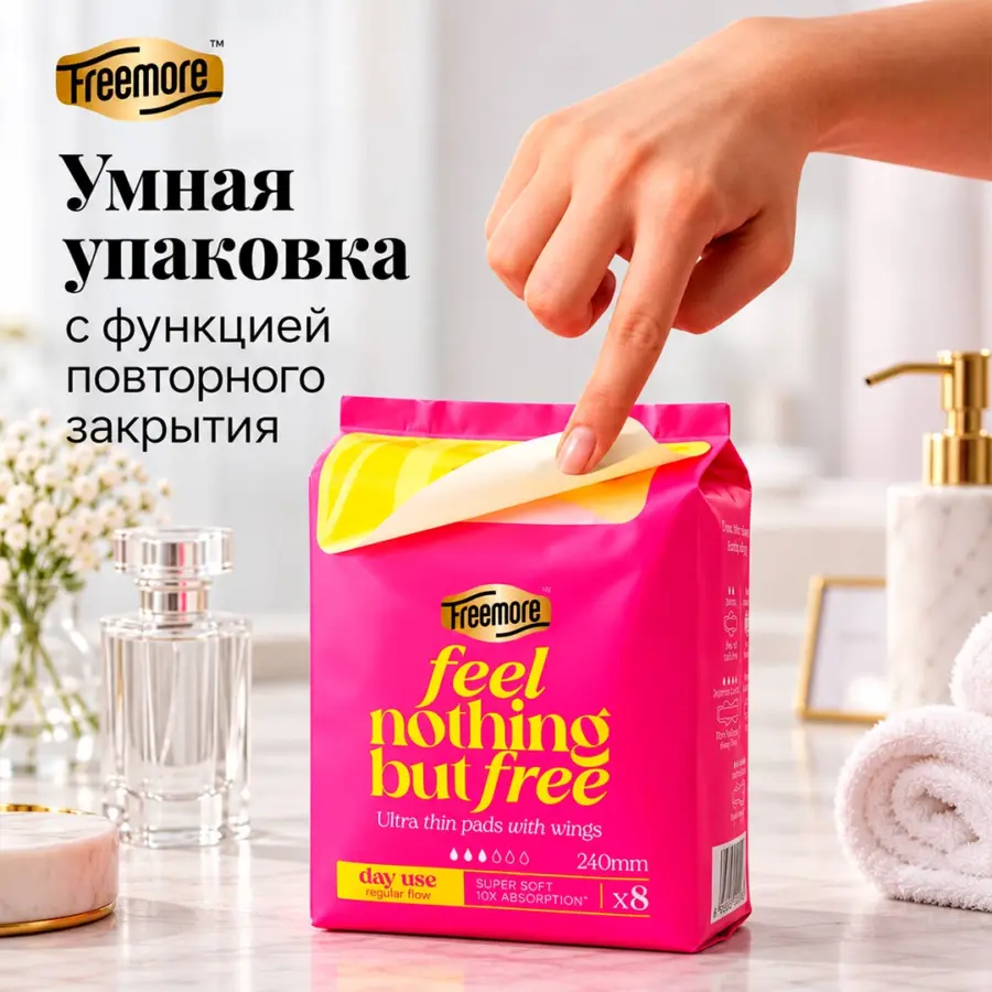Ультратонкие прокладки Freemore Day use 240 мм 8 шт — 3